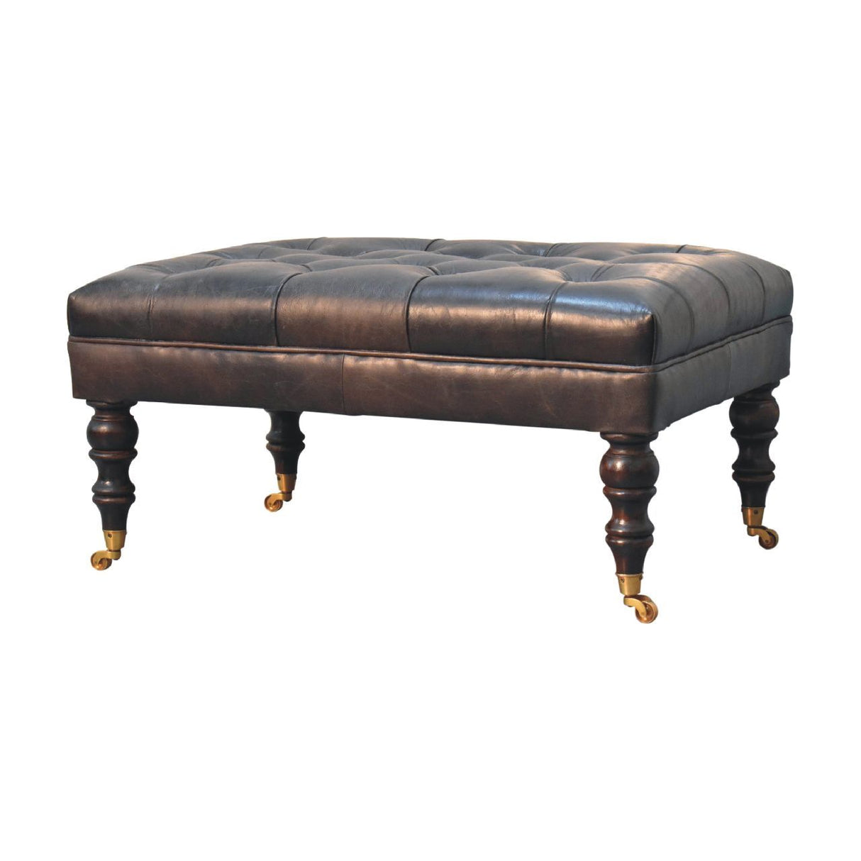 Buffalo - Leather Ottoman With Castor Legs