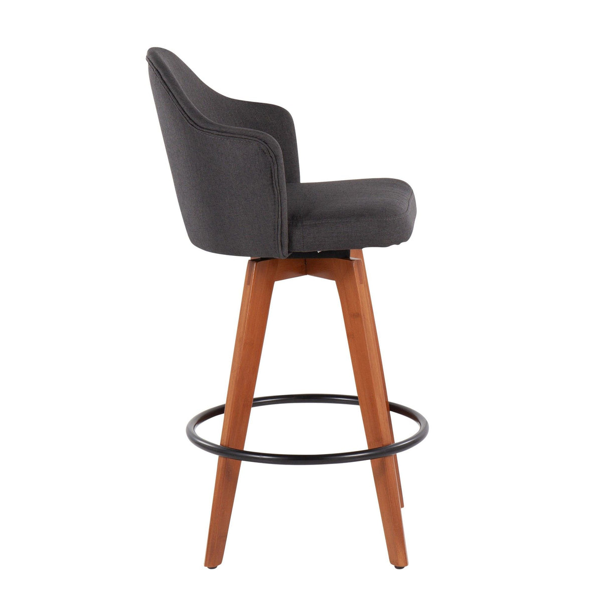 Ahoy - Contemporary Fixed-Height Counter Stool With Walnut Bamboo Frame (Set of 2)