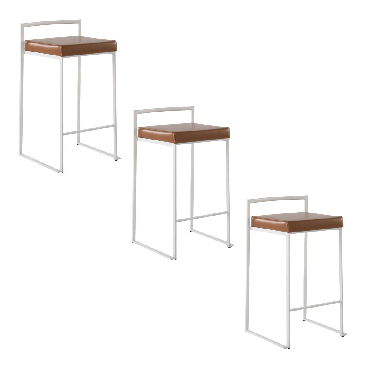 Fuji - Contemporary Stackable Counter Stool (Set of 2) - White Frame