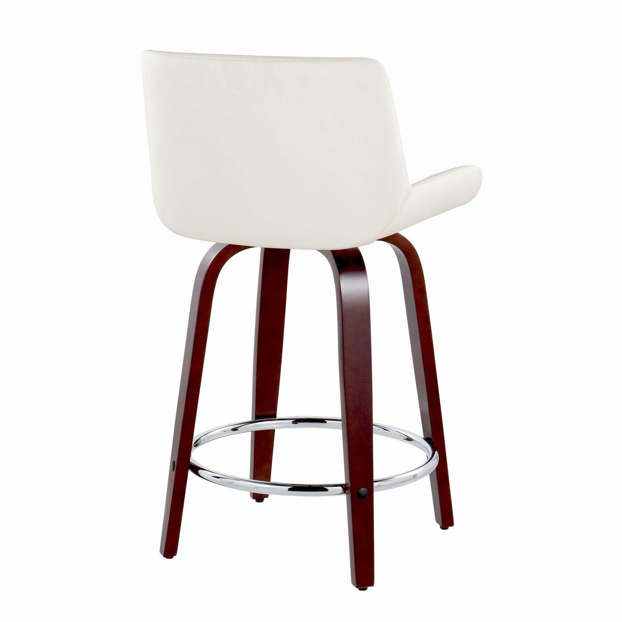 Santi - 24" Fixed-Height Counter Stool With Swivel - Mahogany Wood (Set of 2)