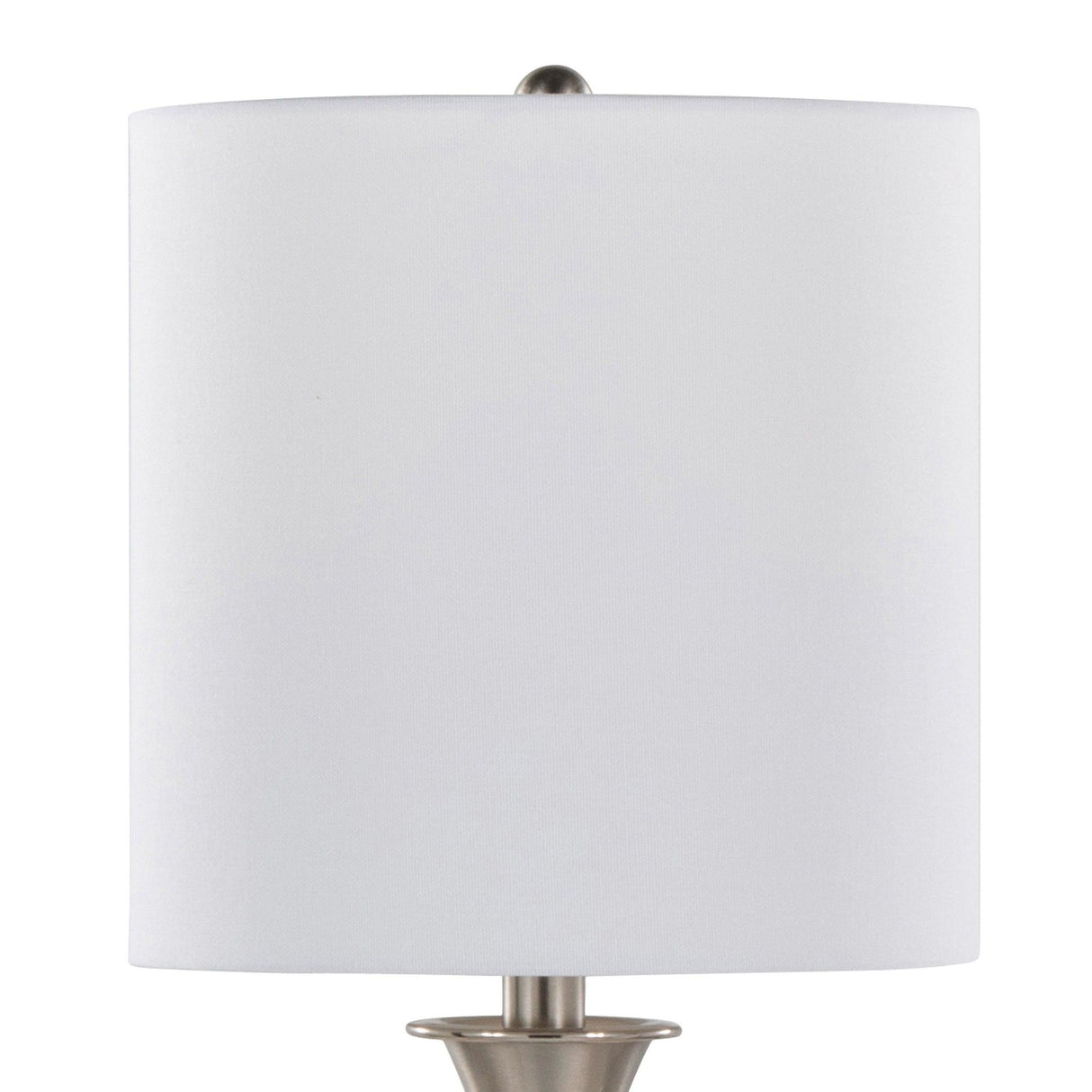 Sawyer - Contemporary Metal Table Lamp (Set of 2) - Brushed Nickel With White Linen Shade And Built - In Usb Port From Grandview Gallery