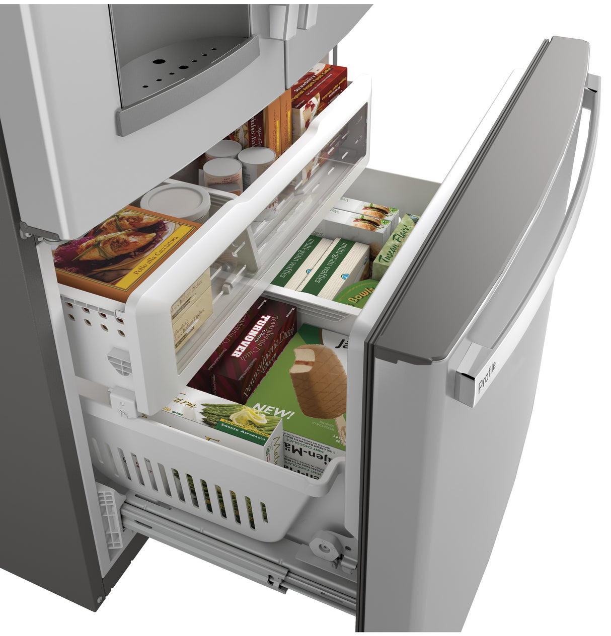 GE Profile(TM) Series ENERGY STAR(R) 27.7 Cu. Ft. Fingerprint Resistant French-Door Refrigerator with Hands-Free AutoFill - (PFE28KYNFS)
