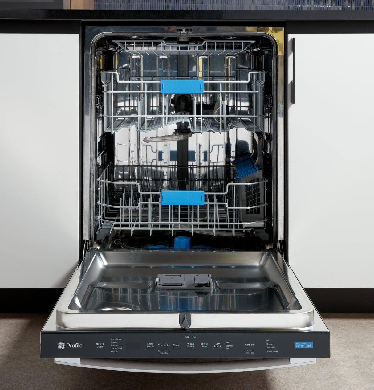 GE Profile(TM) ENERGY STAR(R) Fingerprint Resistant Top Control Stainless Interior Dishwasher with Microban(TM) Antimicrobial Protection with Sanitize Cycle - (PDP715SYVFS)