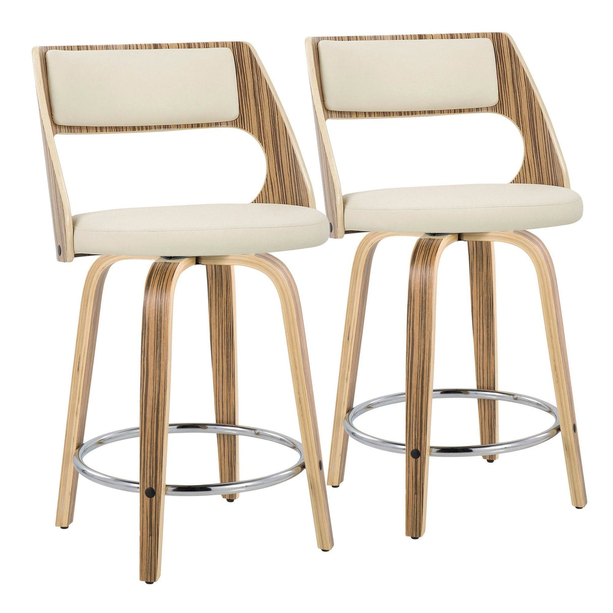 Cecina - Swivel Stool Set With Cream Seat
