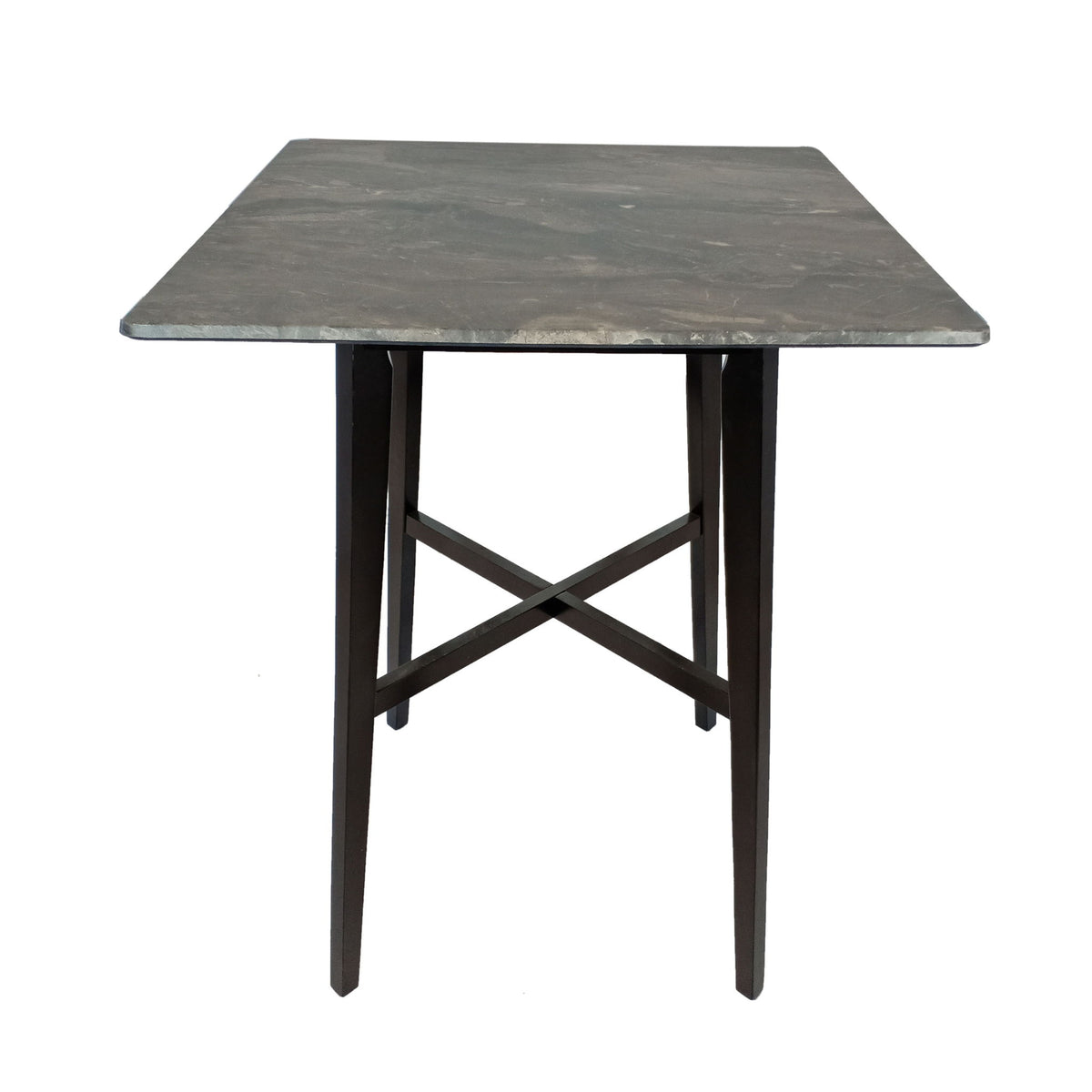 Modern Bar Height Dining Table, Rubberwood Legs And Laminate Table Top, Paladina Marble - Gray / Black