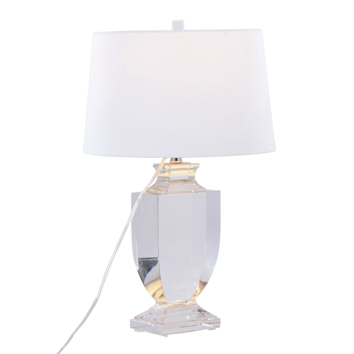 Elsa - Crystal Table Lamp - Clear Crystal, Chrome Metal, Off - white Silk