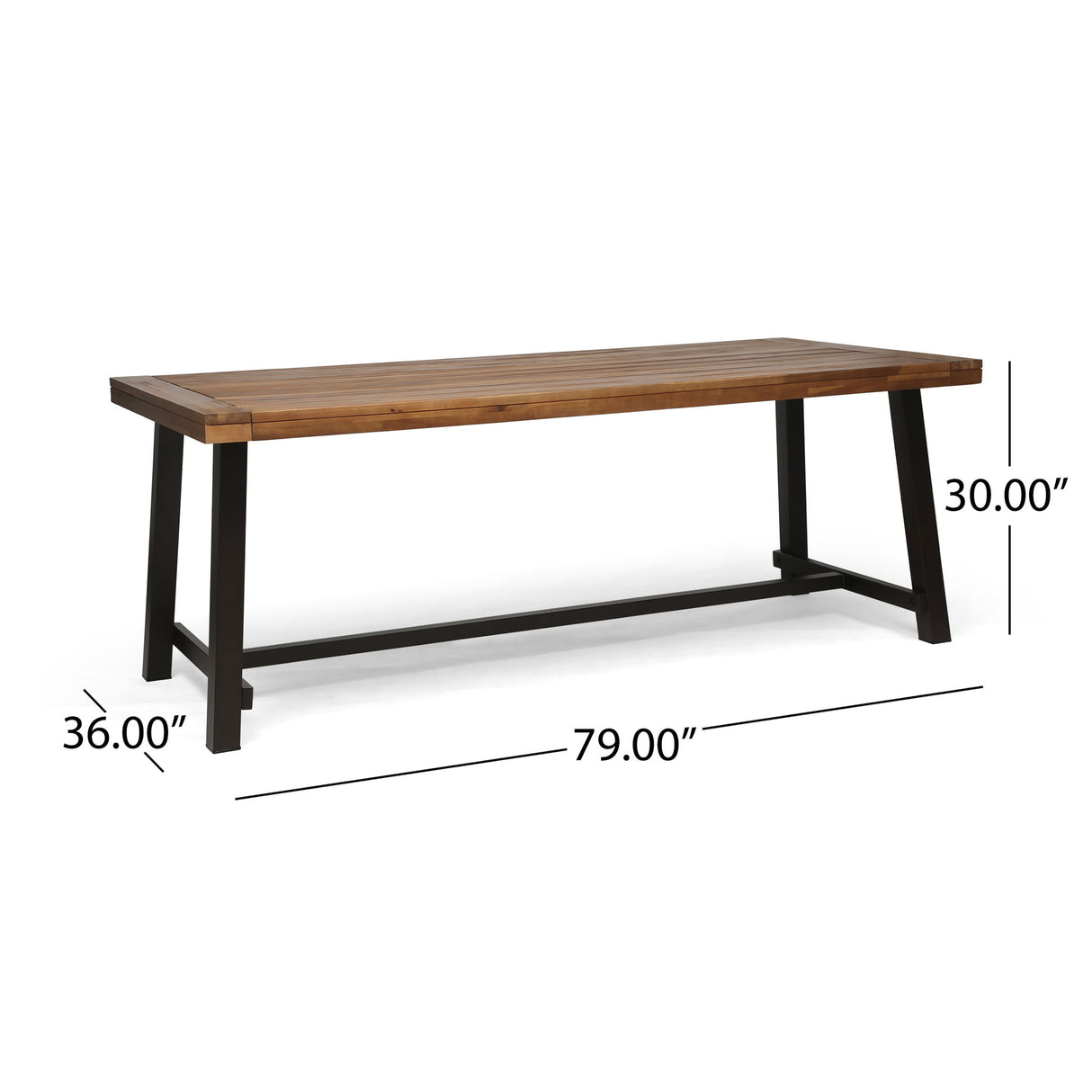 Equilibrium - Outdoor Dining Table With Wooden Frame And Slat Top