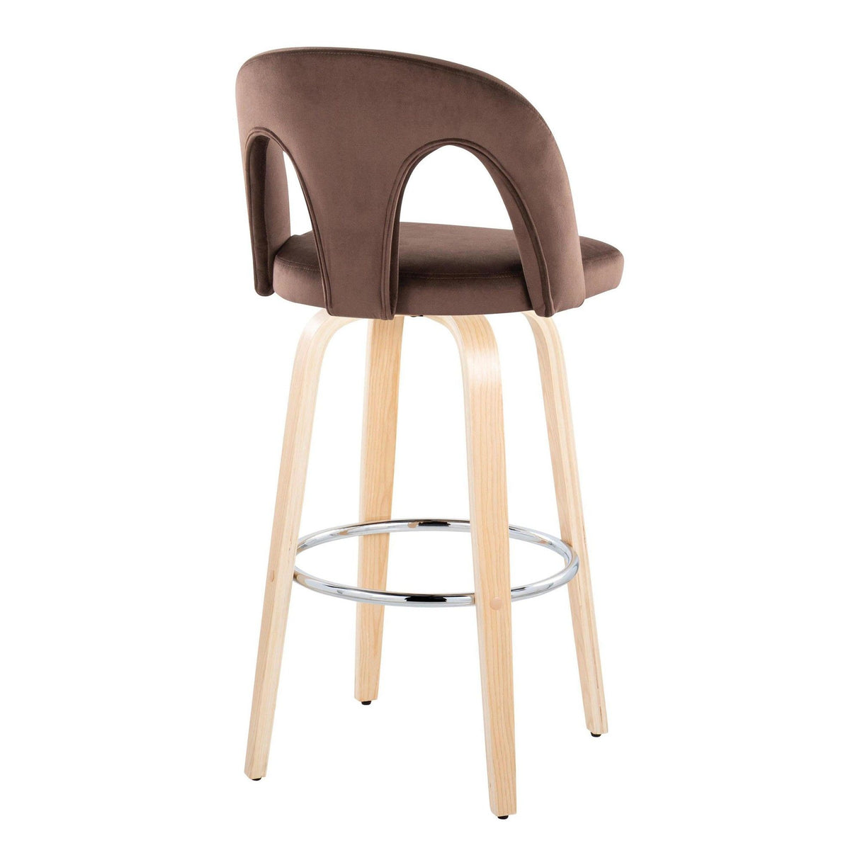 Ava - Upholstered Fixed-Height Barstool (Set of 2) - Natural Wood Base
