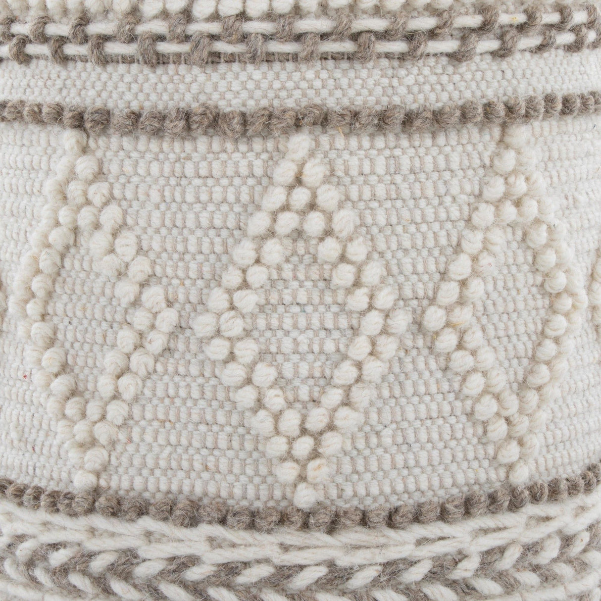 Tahoe - Pom Pom Ottoman - Beige Wool