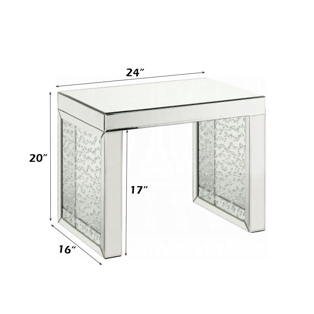 Nysa - 20" Accent Table - Mirrored & Faux Crystals Inlay