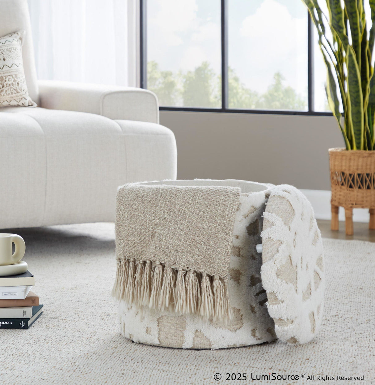 Tahoe - Shag Ottoman - Beige Acro Wool