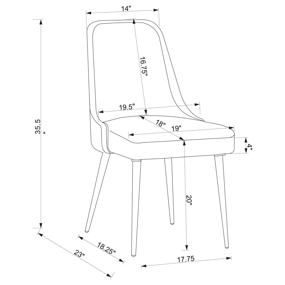 Side Chairs Upholstered With Tapered Legs (Set of 2)