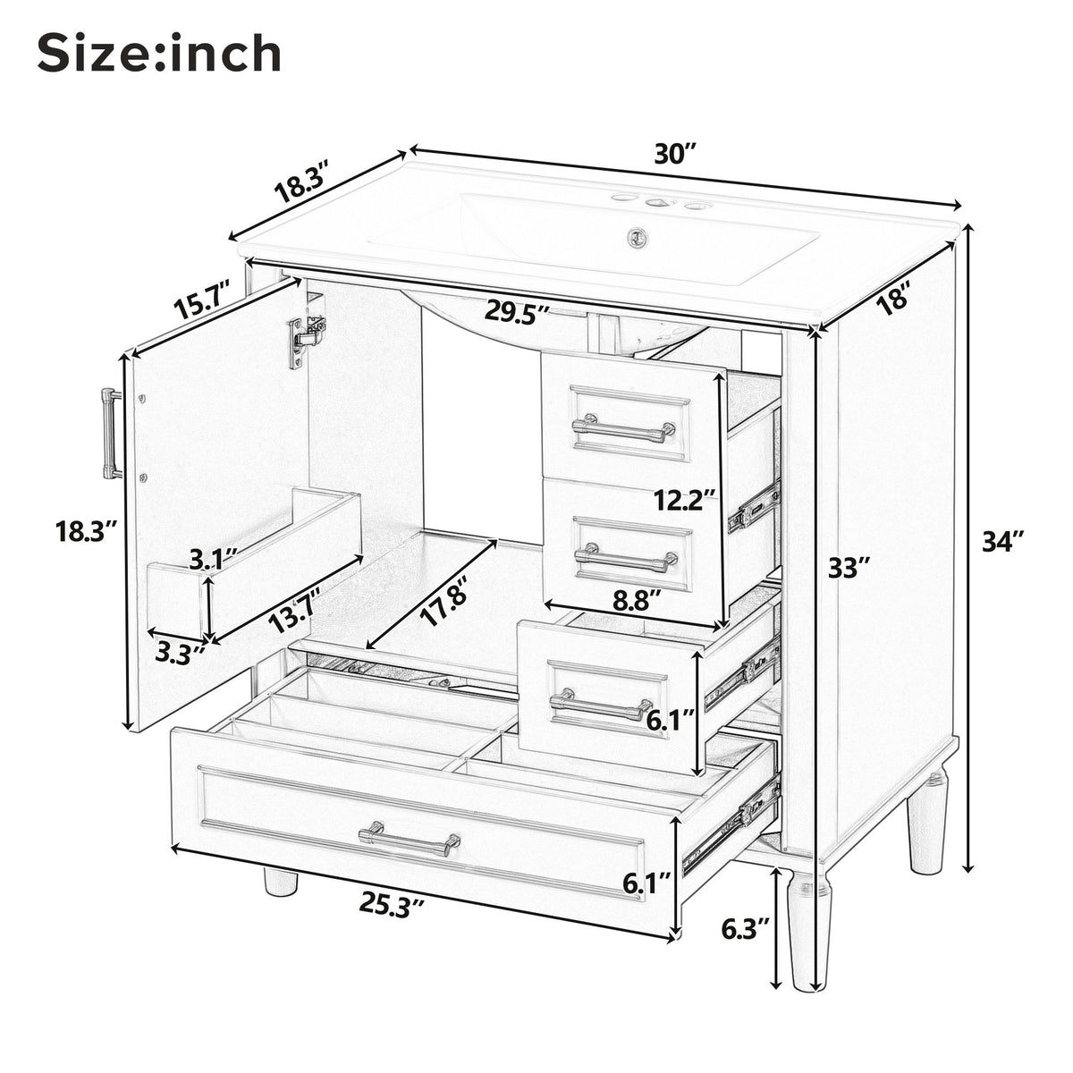 Traditional Bathroom Vanity Set With Soft Close Doors