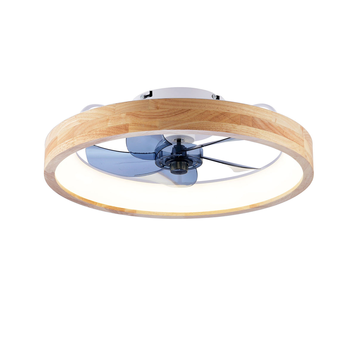 Ceiling Fans With Lights And Remote, 3000 - 6500K Dimmable Flush Mount LED Fan Light, 6 Speeds, Quiet DC Motor For Living Room - Matte White / Natural Wood