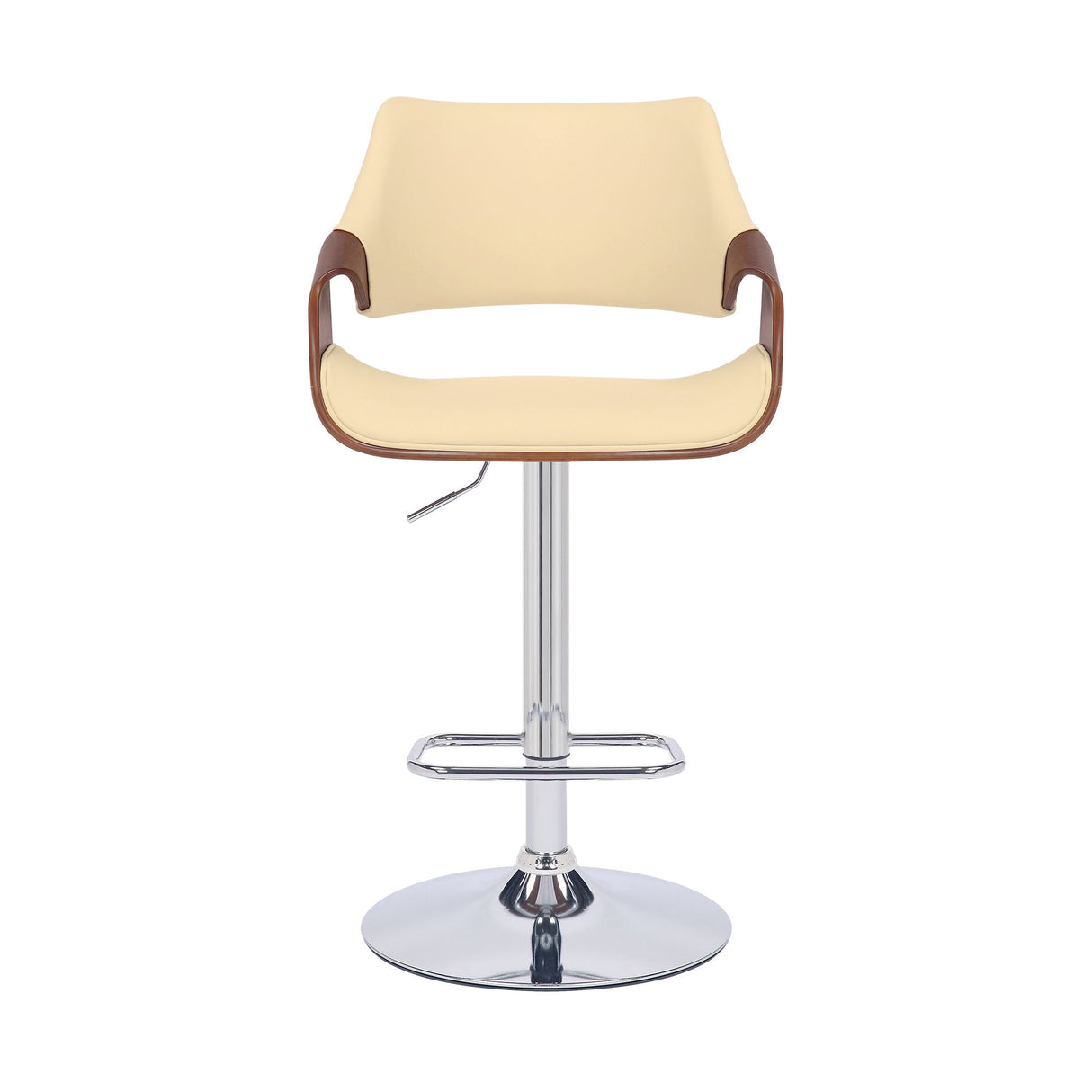 Aspen - Adjustable Swivel Bar Stool With Chrome Base - Cream / Walnut