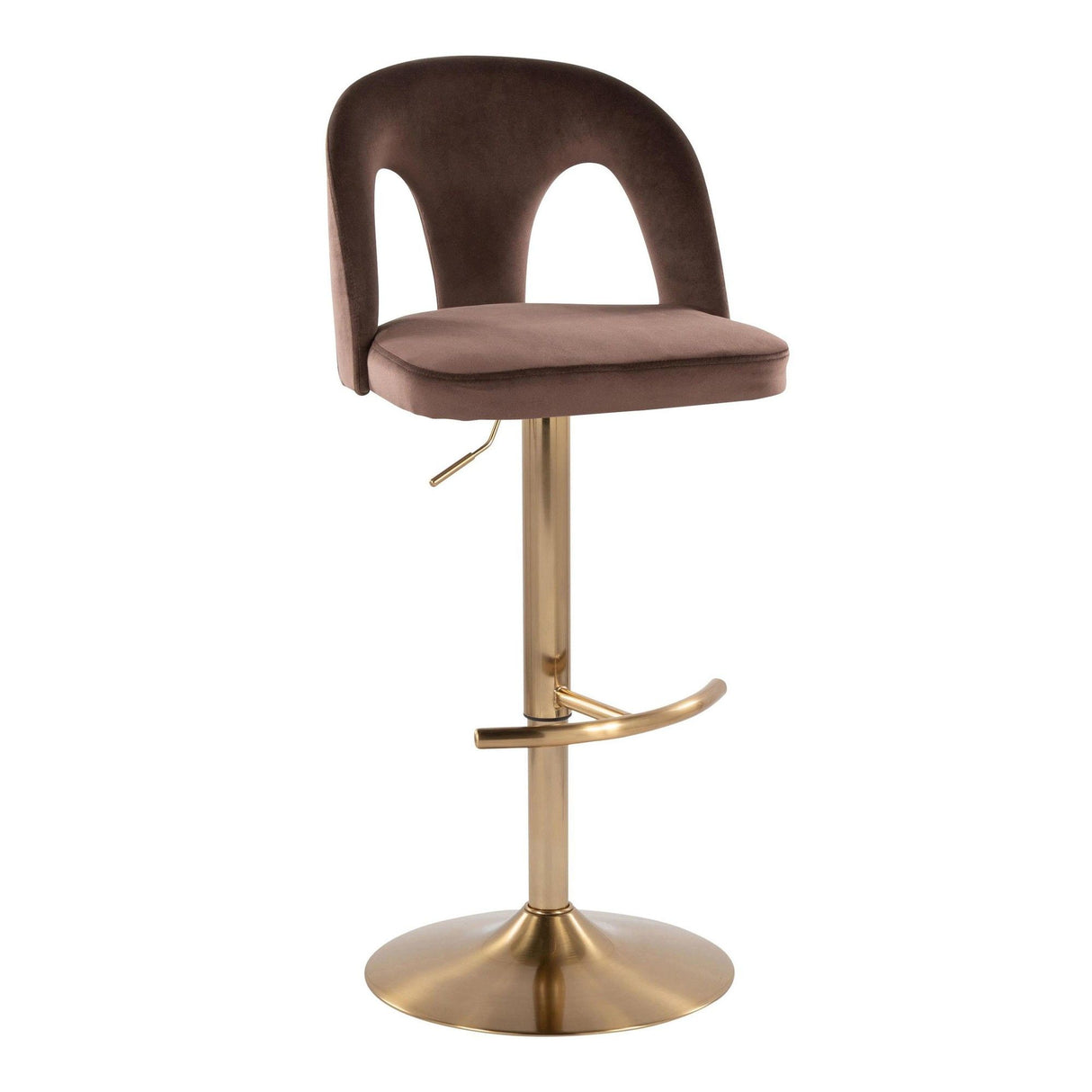 Ava - Upholstered Adjustable Barstool (Set of 2) - Gold Base