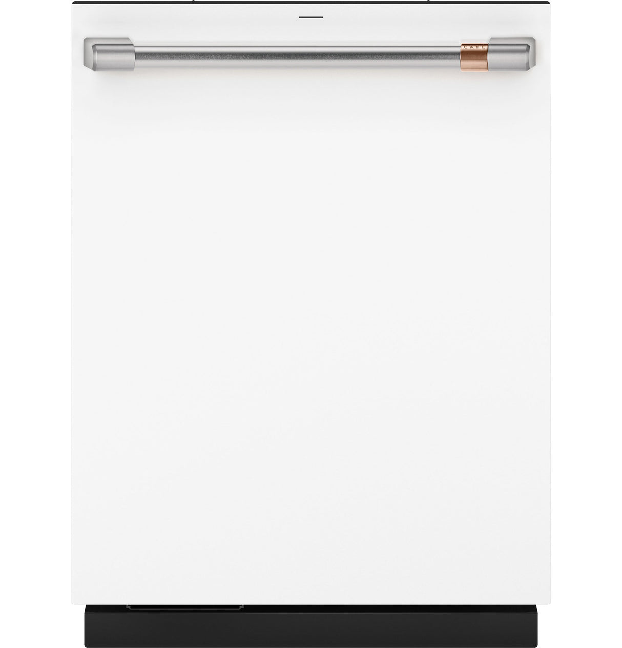 Café CDT888P4VW2 Matte White dishwasher with brushed stainless handle hardware