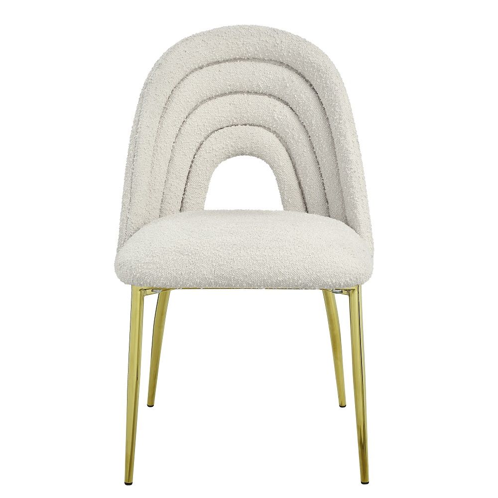 Fadri - Side Chair Set of 2) - Teddy Sherpa & Mirrored Gold