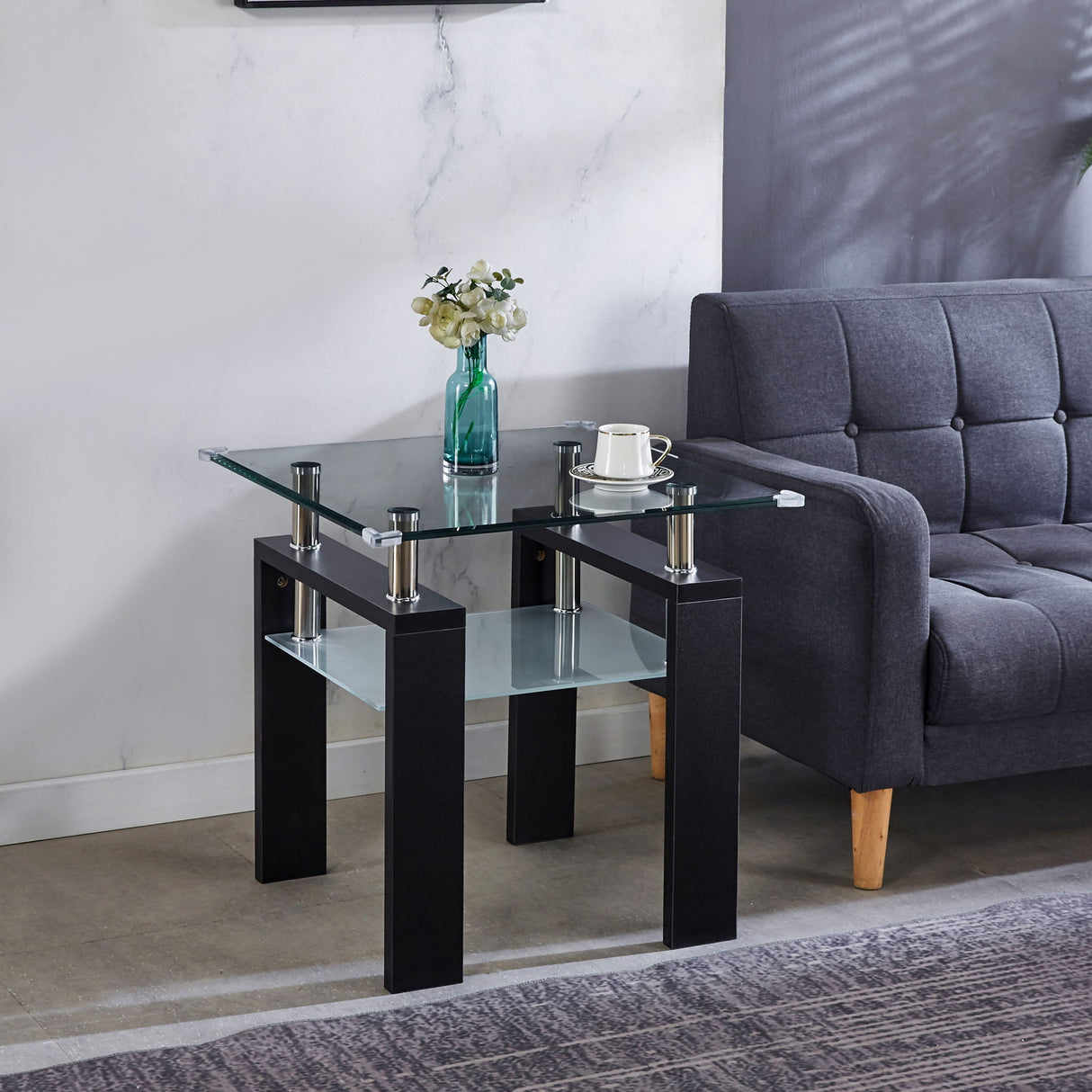 Clear Glass Top Side Table, Modern Design For Home