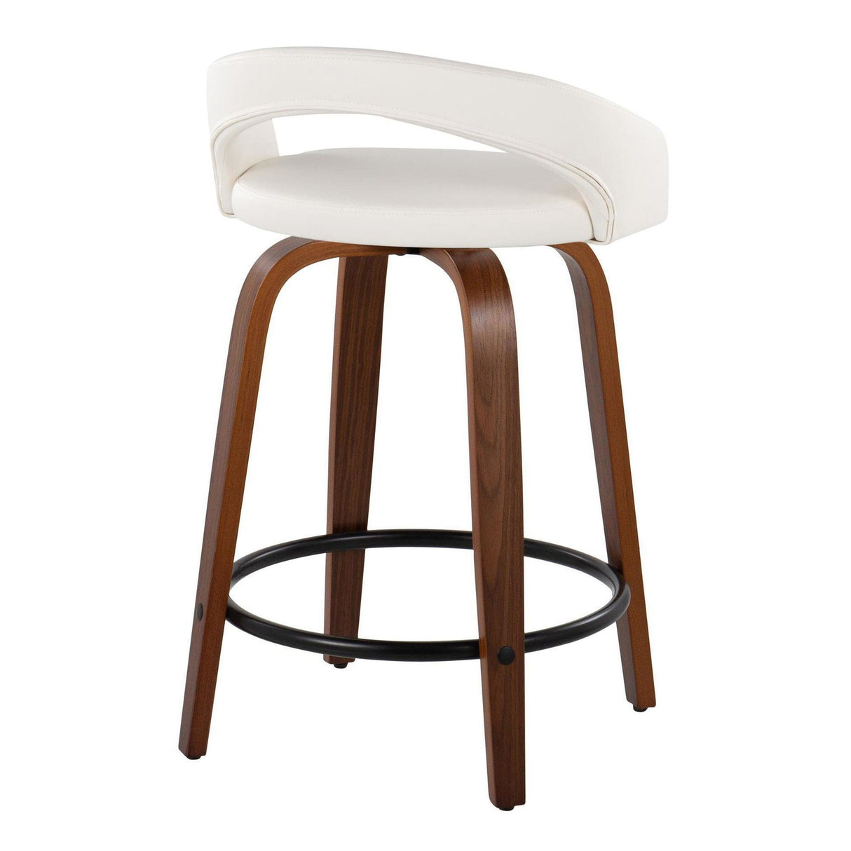 Grotto - 31" Upholstered Fixed-Height Counter Stool (Set of 2) - Walnut Wood Base