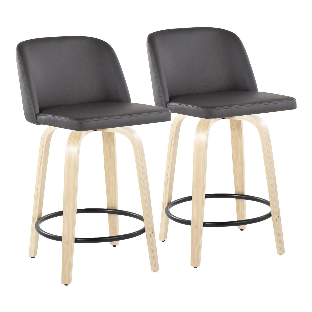 Toriano - 24" Fixed-Height Counter Stool (Set of 2) - Gray, Black And Natural