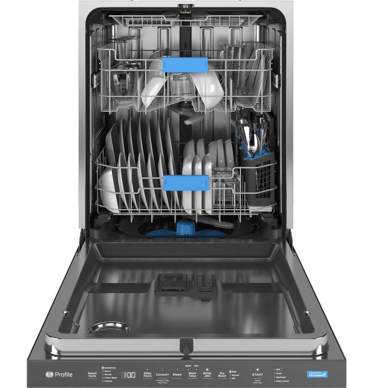 GE Profile(TM) ENERGY STAR(R) Fingerprint Resistant Top Control Stainless Interior Dishwasher with Microban(TM) Antimicrobial Protection with Sanitize Cycle - (PDP715SYVFS)