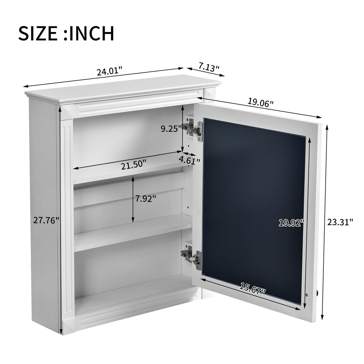 Wall Mounted Bathroom Storage Cabinet With Mirror, Medicine Cabinet With Height Adjustable Shelf