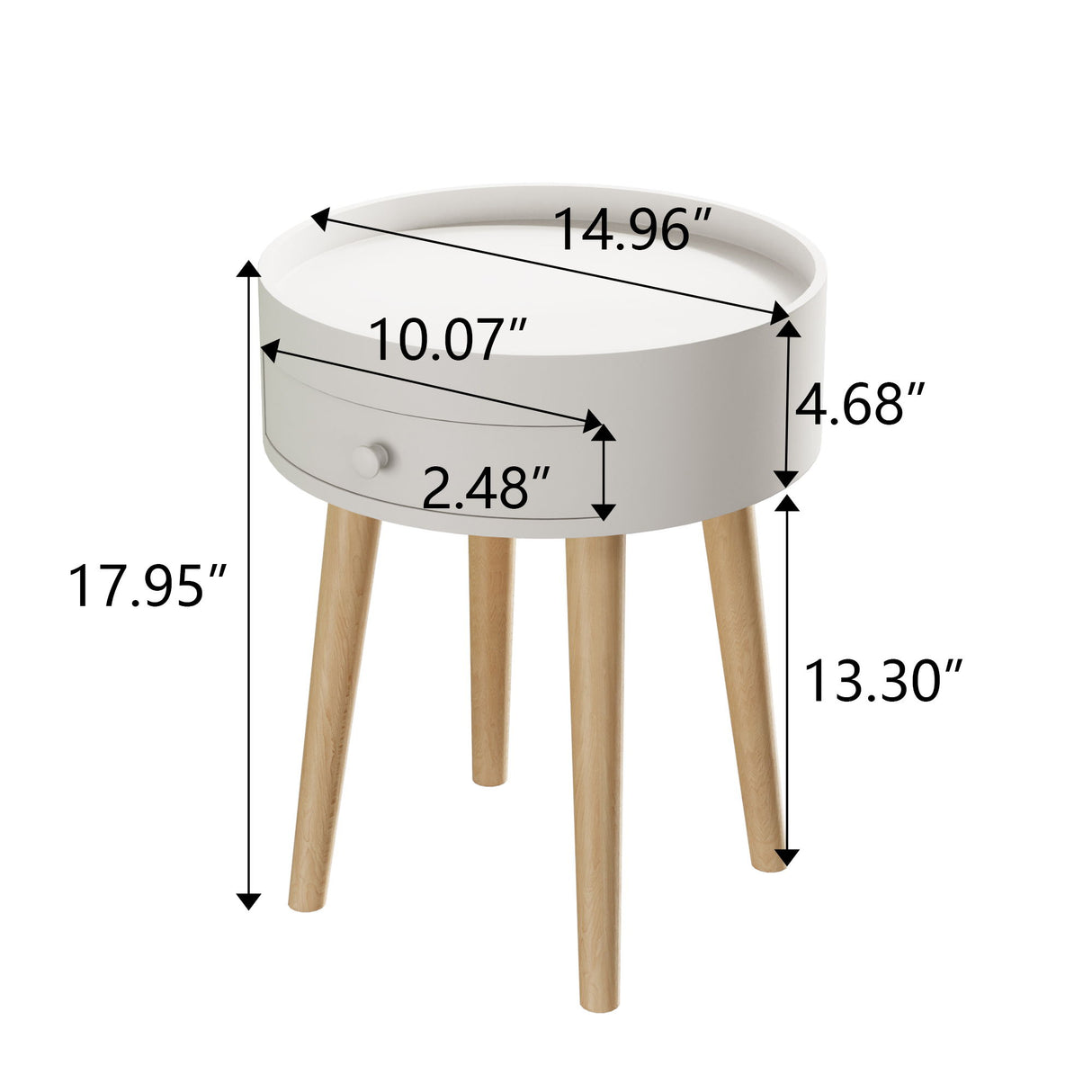 Nightstand With Storage Drawer, Bedside Table For Bedroom - White