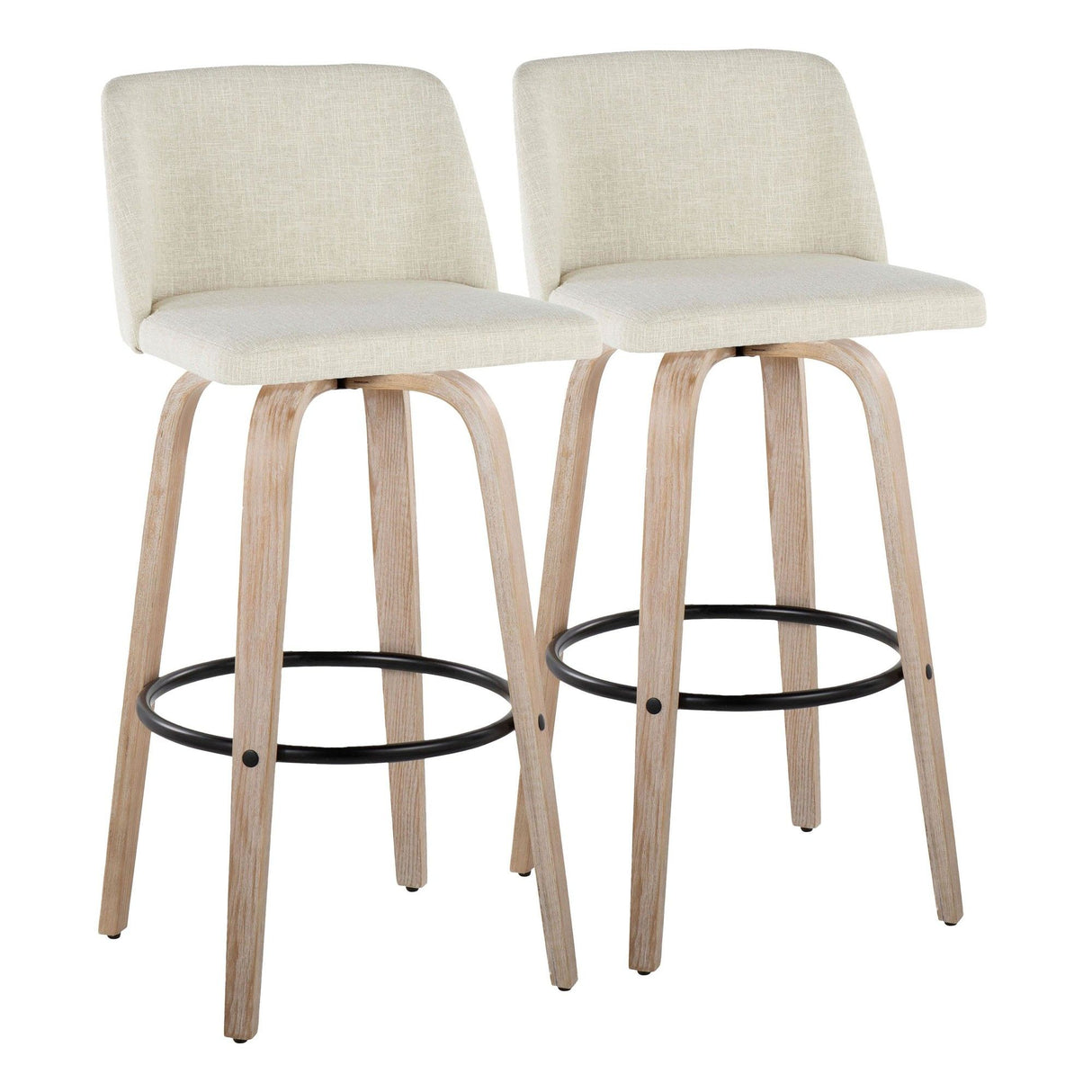 Toriano - 30" Fixed-Height Barstool (Set of 2) - Cream And Black