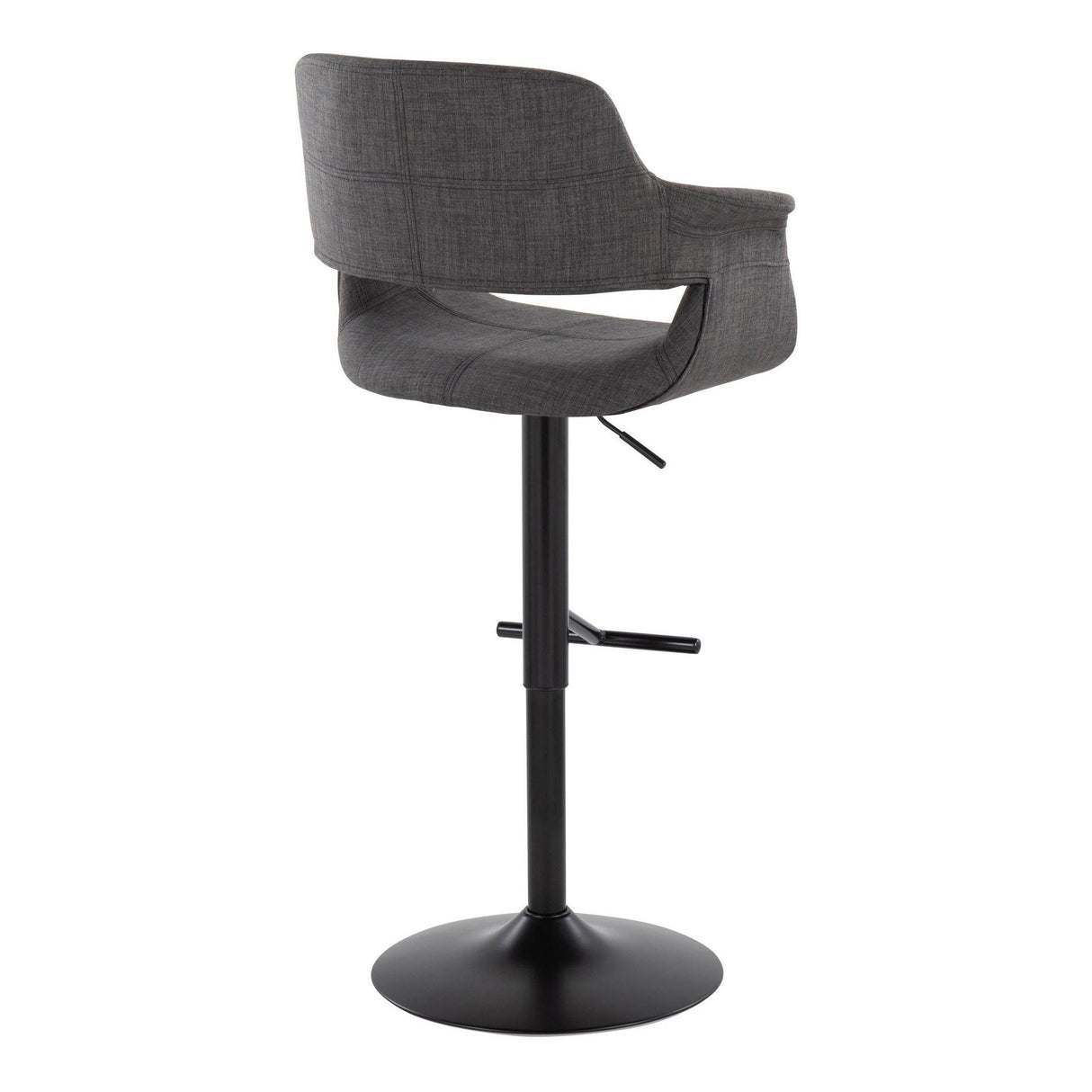 Vintage Flair - Adjustable Swivel Barstool (Set of 2) - Charcoal Fabric Seat