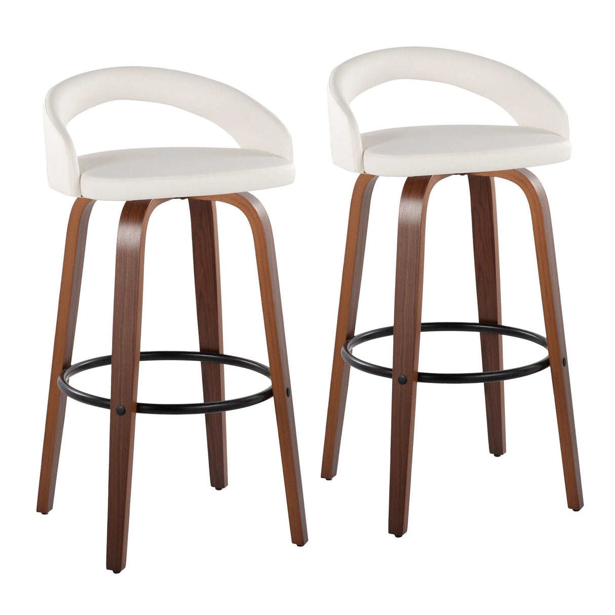 Grotto - Upholstered Fixed-Height Barstool (Set of 2) - Walnut Wood
