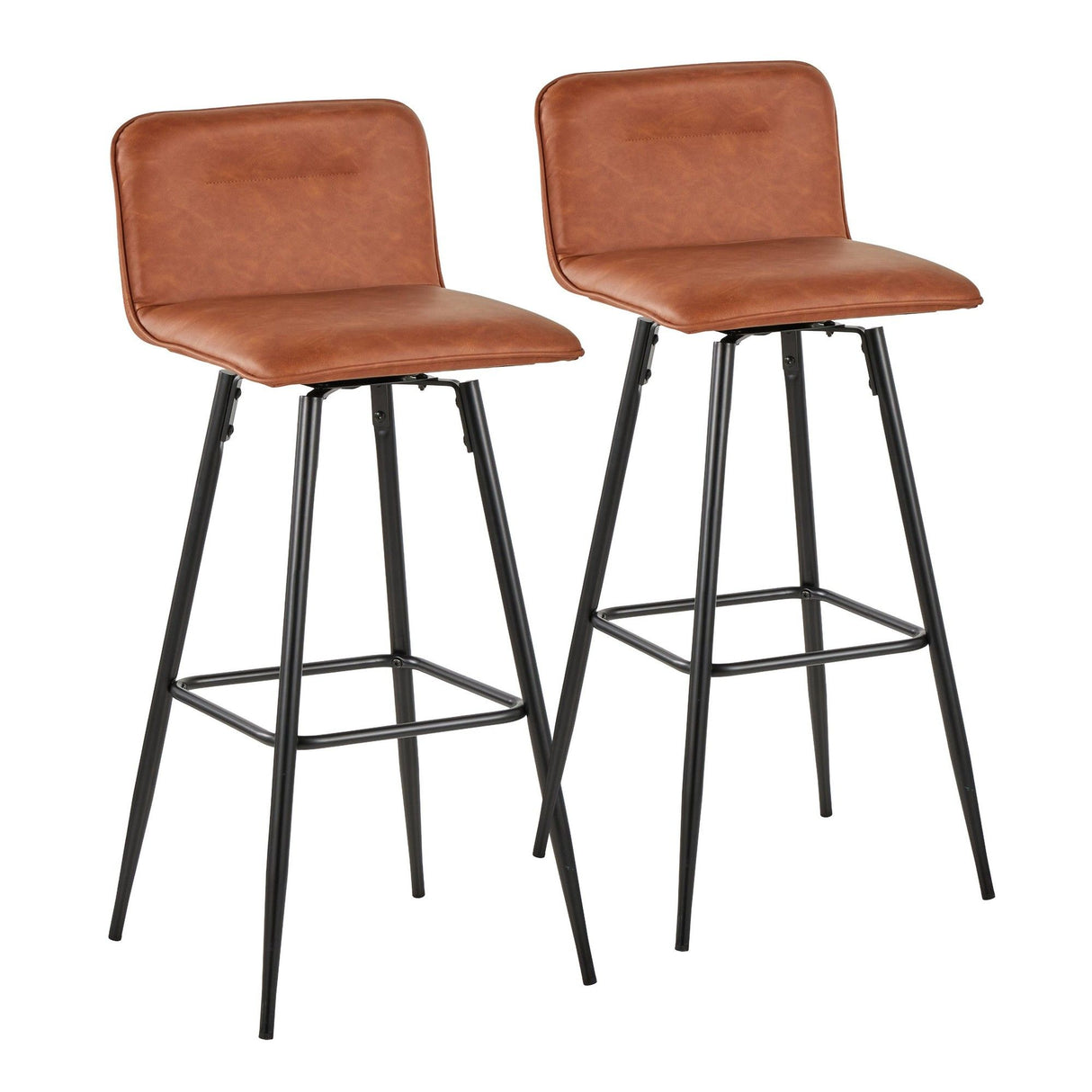 Casper - Contemporary Fixed-Height Barstool (Set of 2) - Black Metal Frame