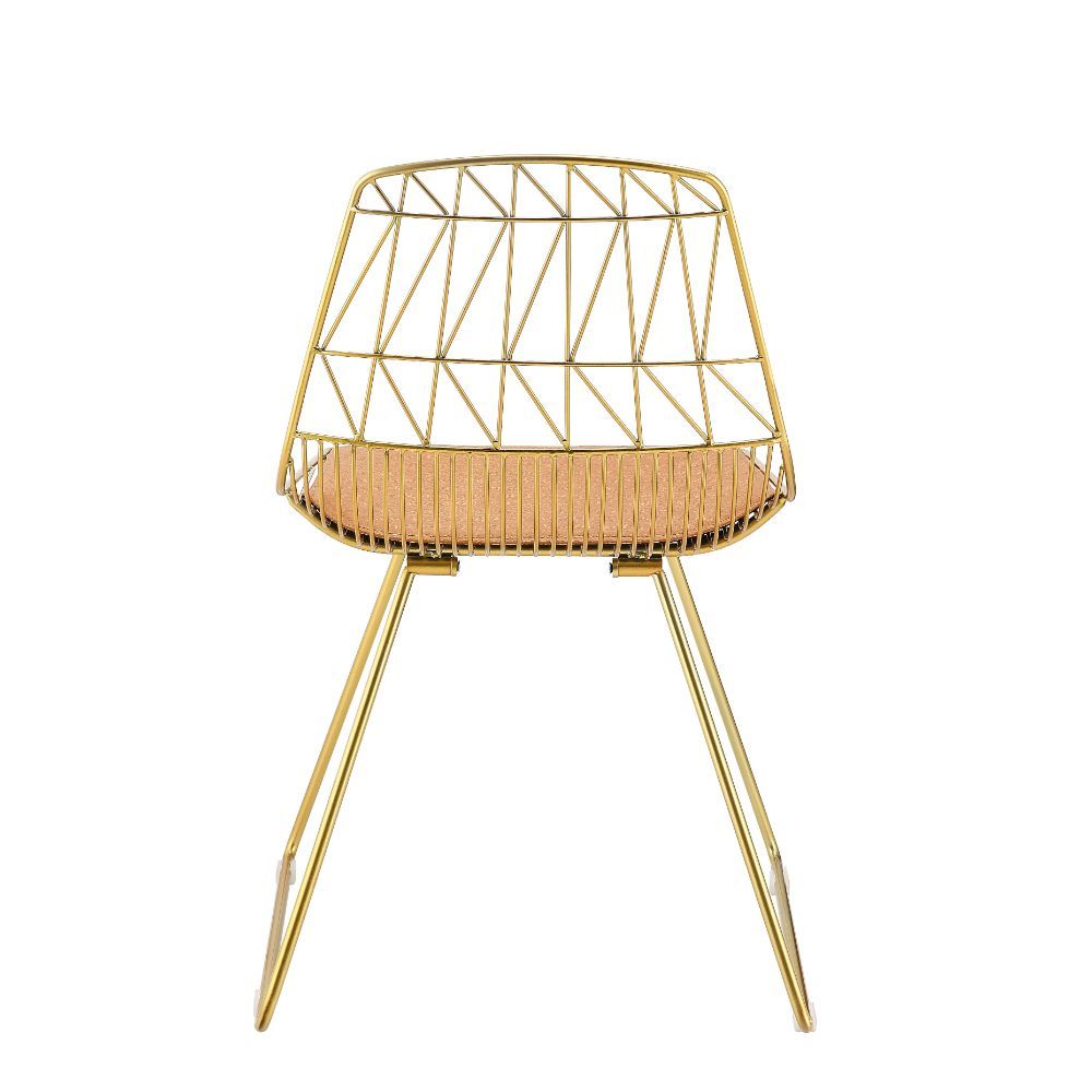 Fantasia - Side Chair Set of 2) - Whiskey Synthetic Leather & Gold