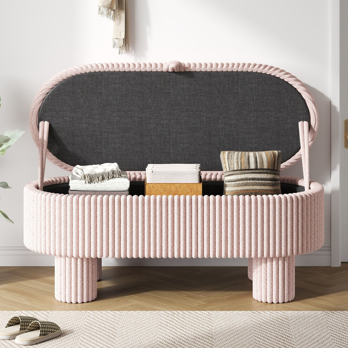 Storage Ottoman Upholstered Bench With Lift Top Storage For Bedroom