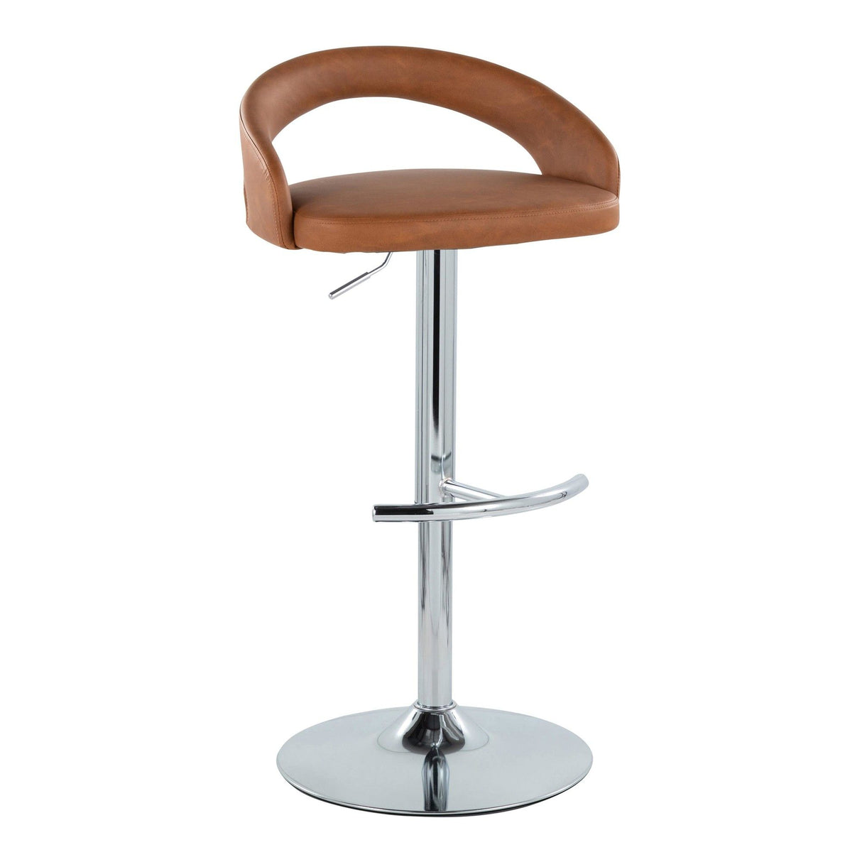 Grotto - Upholstered Adjustable Barstool - Chrome Metal Base