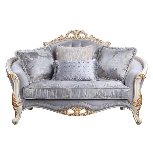Galelvith - Loveseat With 4 Pillows - Gray Fabric