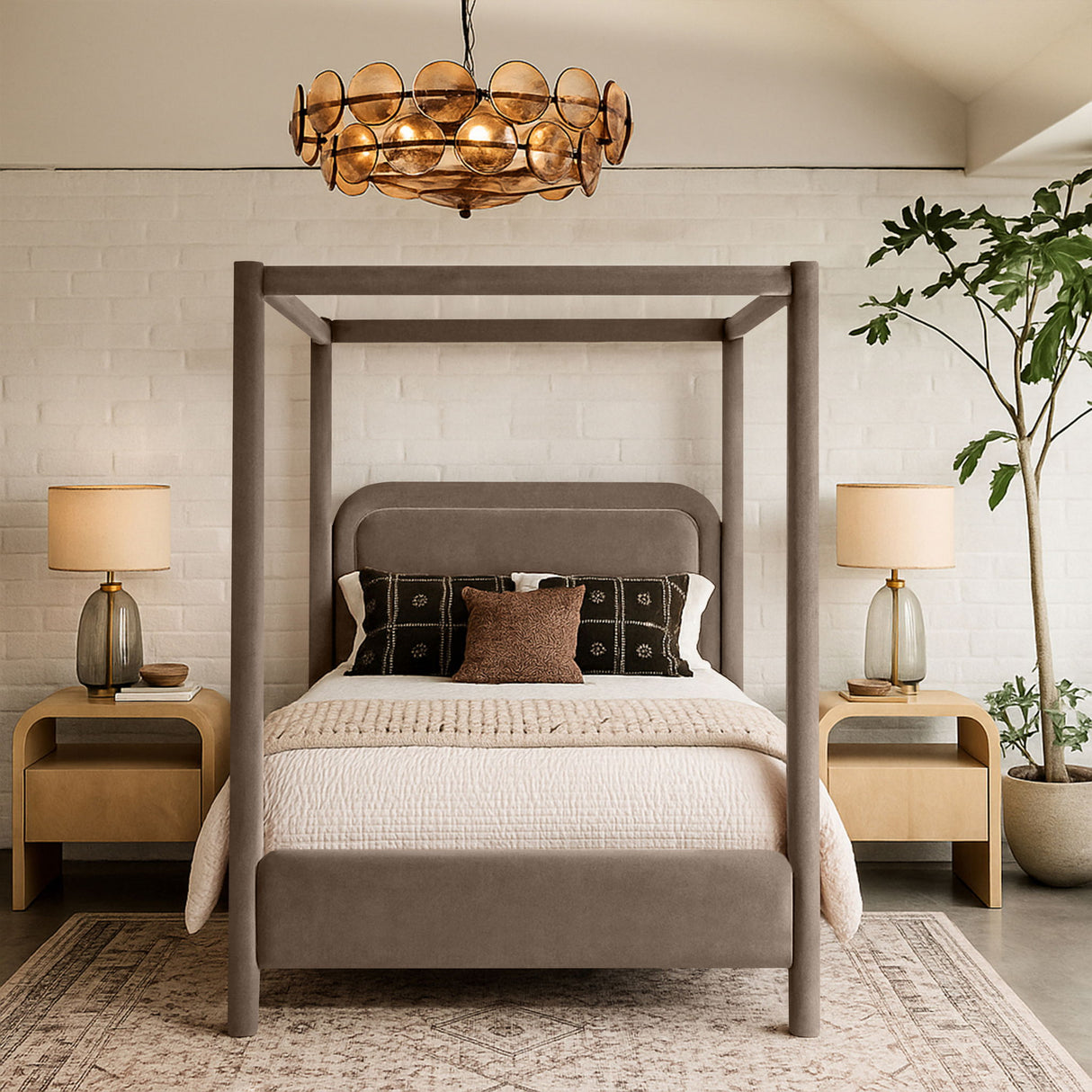 Salina - Velvet Upholstered Bed - Taupe