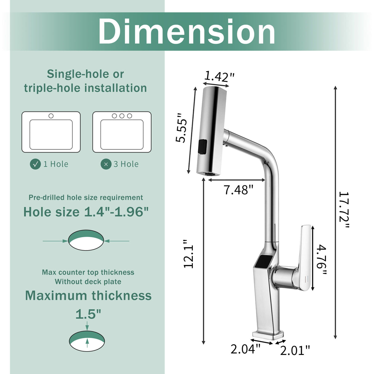 Touchless Kitchen Faucet With LED Display