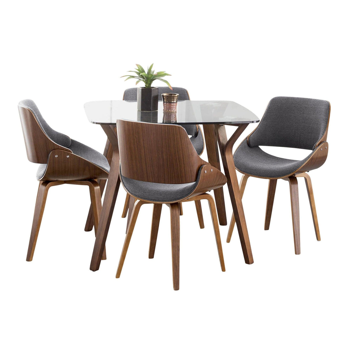 Folia - Square Fabrizzi 5 Piece Dining Set - Dark Gray
