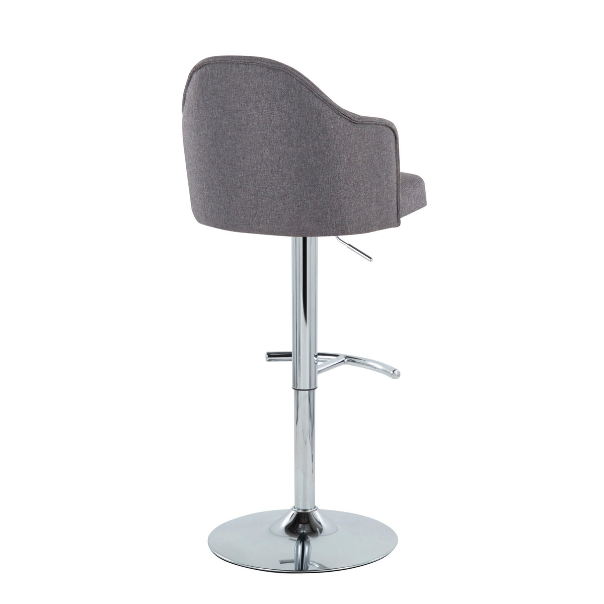 Ahoy - Contemporary Adjustable Barstool With Swivel With Rounded T Footrest (Set of 2) - Gray - Fabric