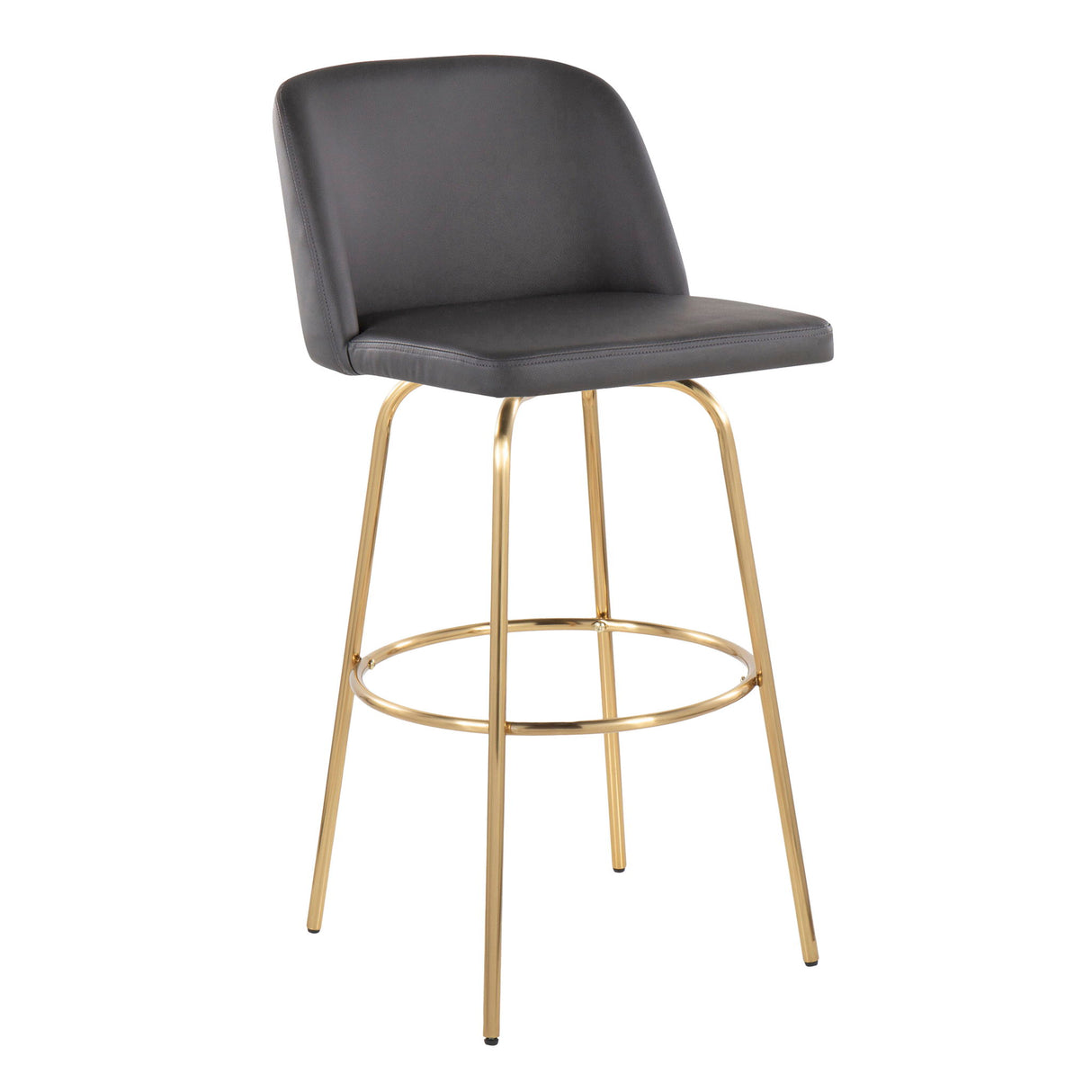 Toriano - Contemporary Fixed Height Barstool With Swivel And Round Footrest (Set of 2)