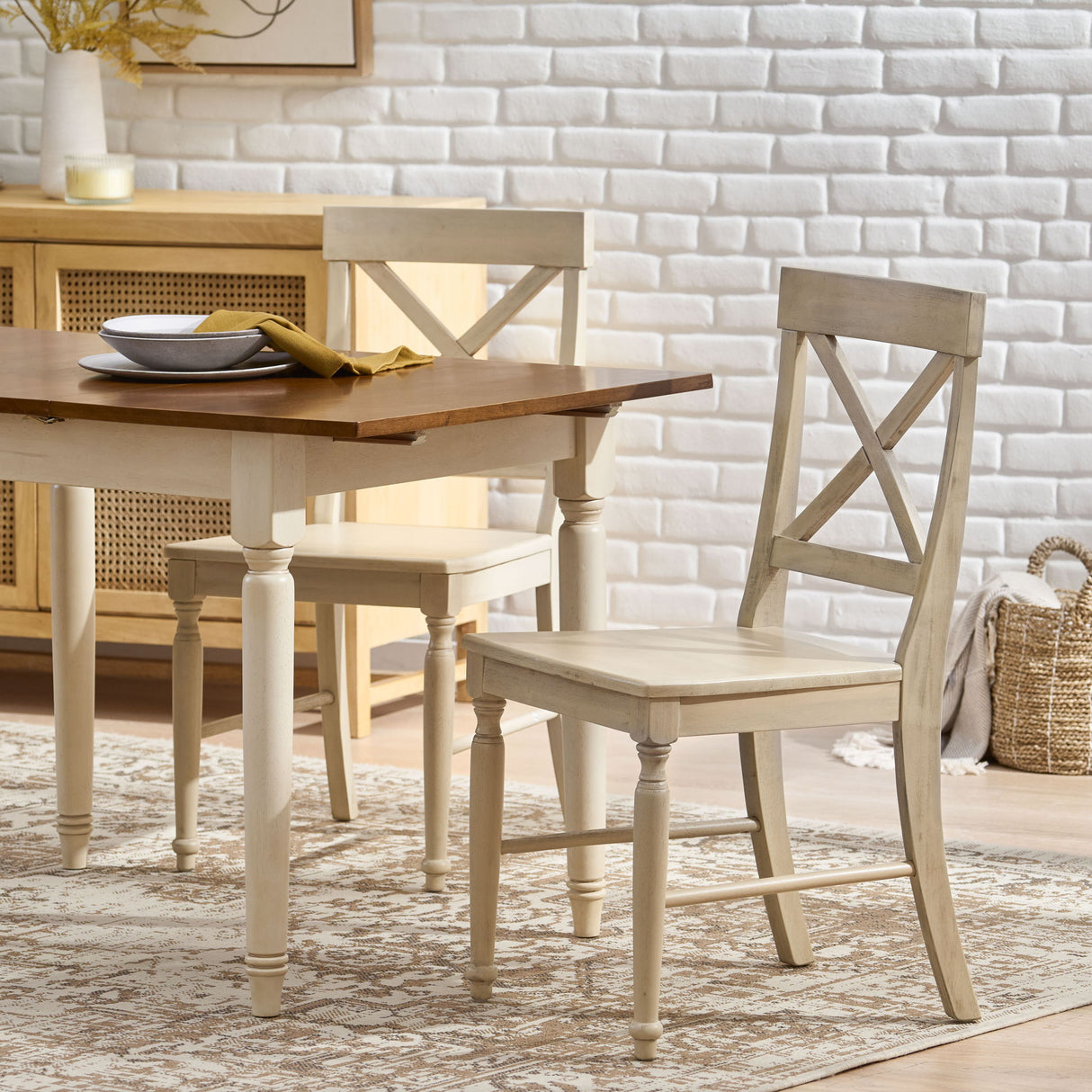 Dining Chair With X Shaped Back (Set of 2)