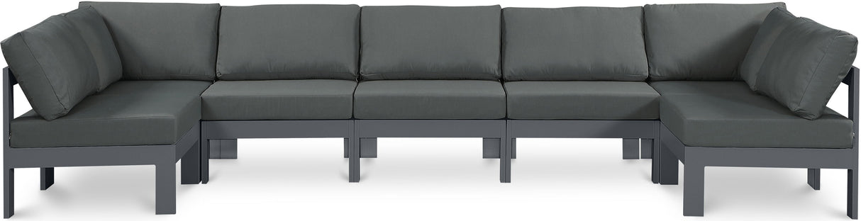 Nizuc - Outdoor Patio 7 Piece Modular Sectional With Gray Frame