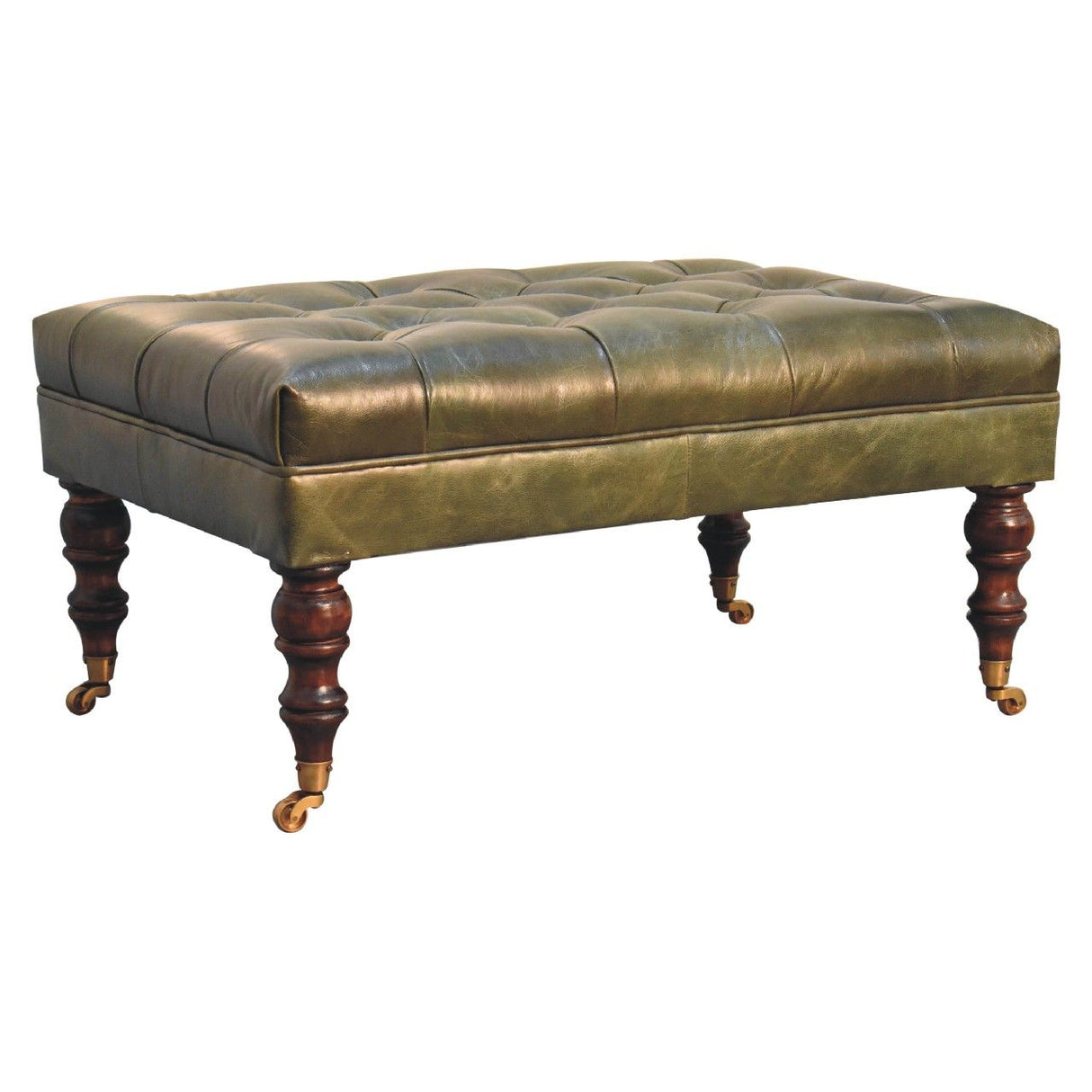 Buffalo - Leather Ottoman With Castor Legs