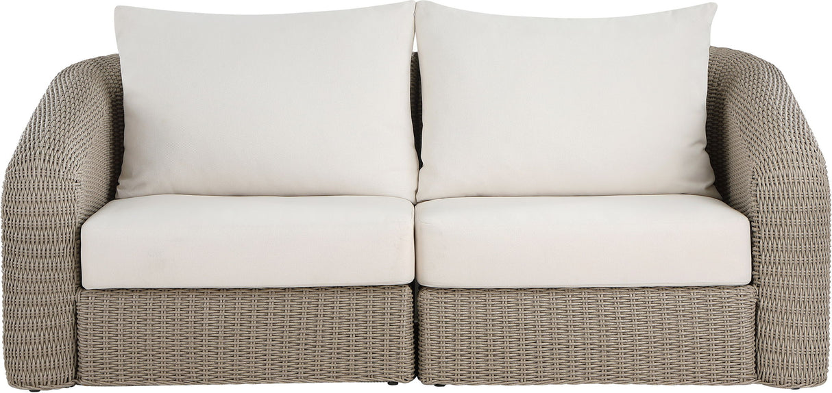 Seacrest - Olefin Water Resistant Fabric And Wicker 2 Piece Outdoor Patio Modular Loveseat