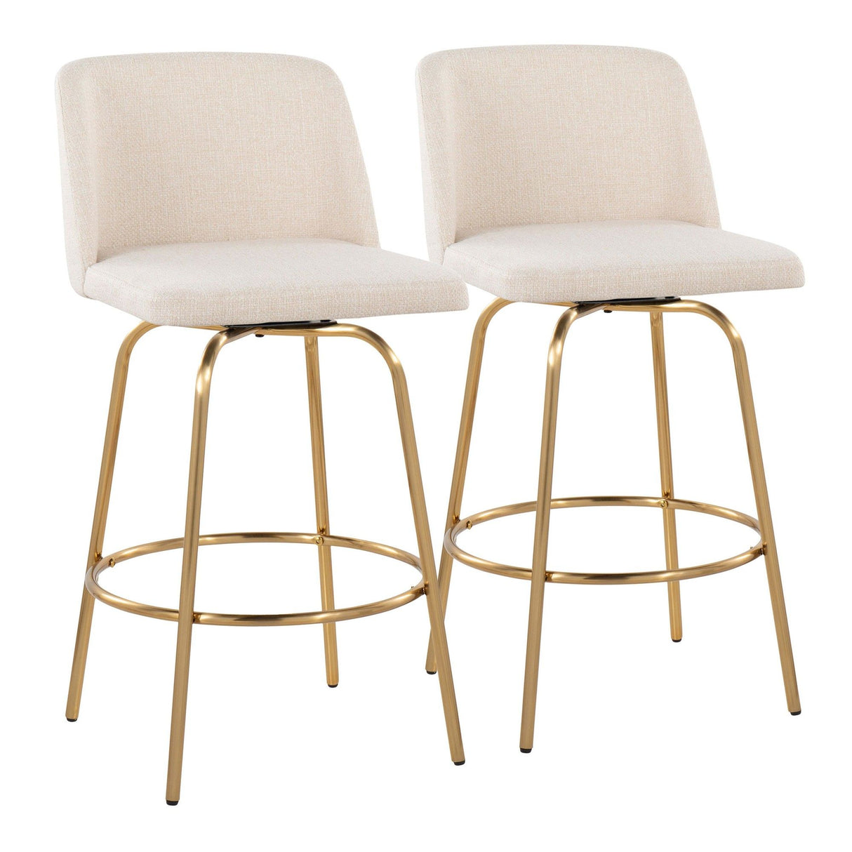 Toriano - 26" Fixed-Height Counter Stool (Set of 2) - Cream Noise / Gold
