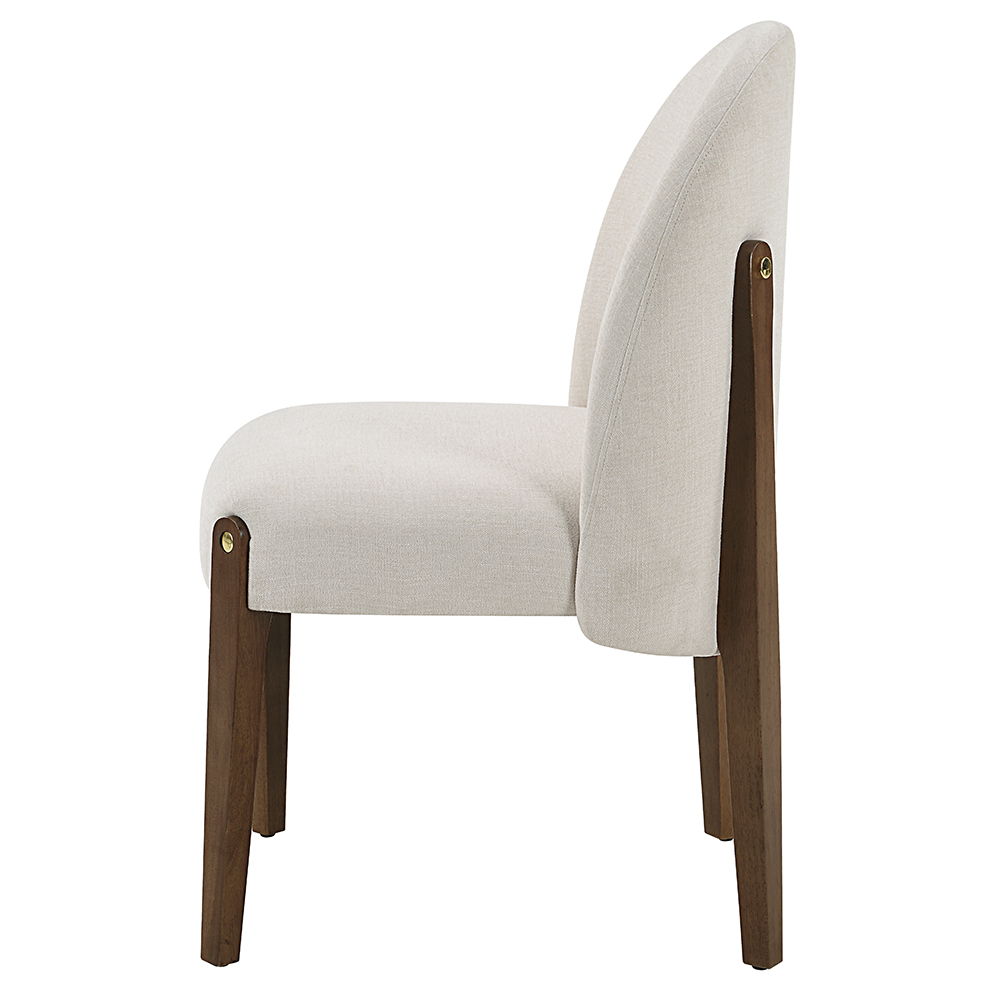 Gamarya - Side Chair Set of 2) - White Fabric & Oak