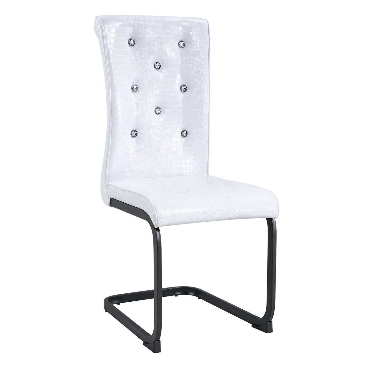 Alligator Skin Upholstered Dining Chairs (Set of 4) - White / Black