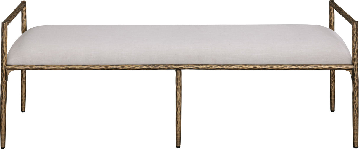 Axis - Linen Textured Beige Fabric Upholstered Bench
