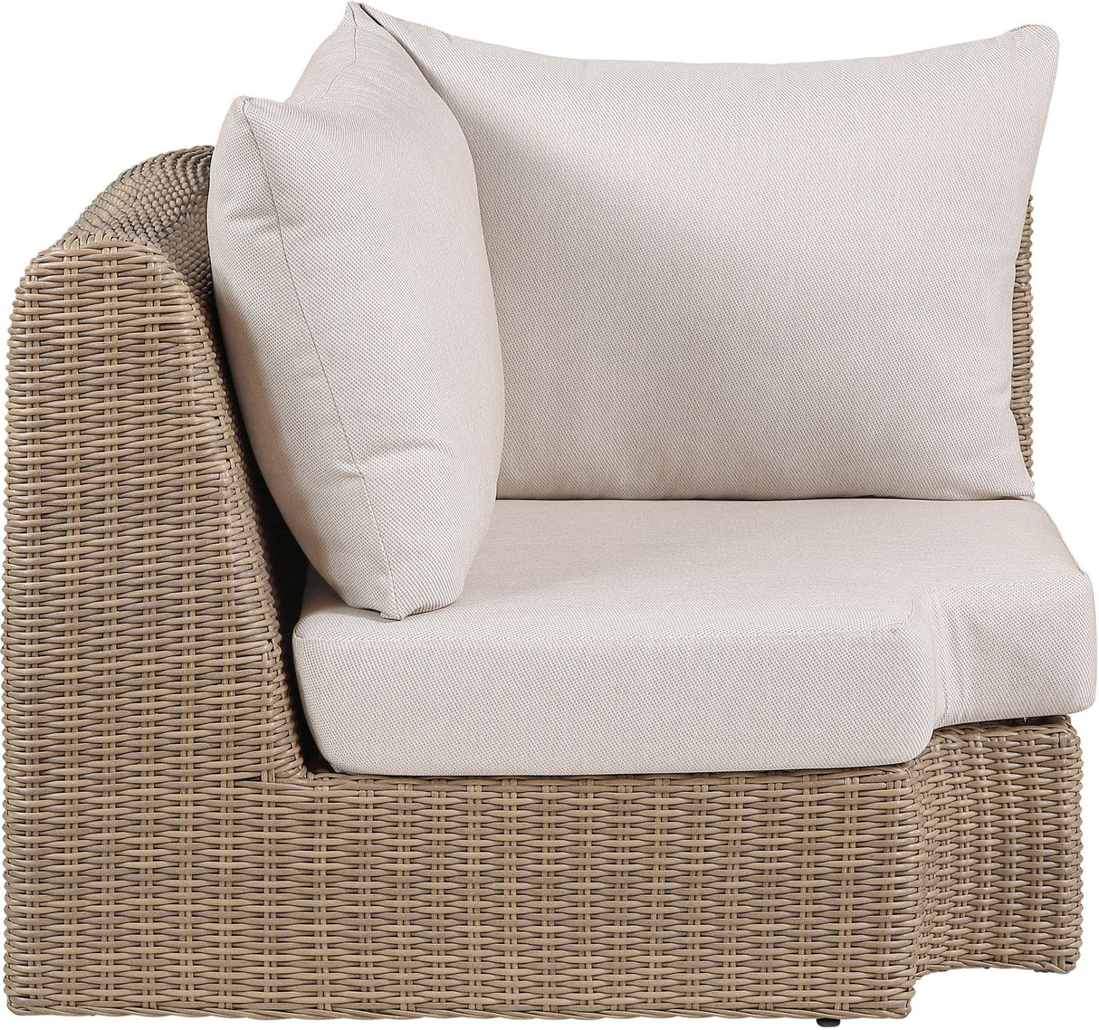 Seacrest - Olefin Water Resistant Fabric And Wicker Outdoor Patio Corner Chair